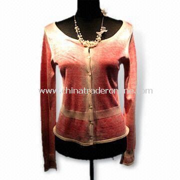 Womens Sweater with Full Sleeves and Button Closure , Made of 70% Silk, 15% Cotton, 15% Cashmere from China