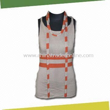 Womens Tank Top, Made of 20% Tencel, 50% Wool and 30% Acrylic