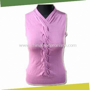 Womens Tank Tops Sweater, Made of 80% Viscose and 20% Nylon from China