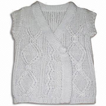 100% Cotton Childrens Sweater with Cables, Knitted