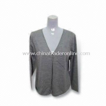 100% Mercerized Wool Ladies Knitted Sweater with 16gg Gauge and 270g Weight from China