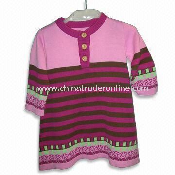 Childrens Knitted Sweater with Half Sleeves, Made of 100% Cotton