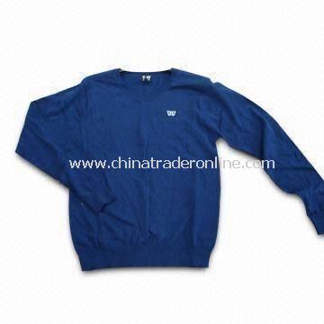 Knitted Sweater, Made of 100% Cotton, Machine-made, Suitable for Men from China