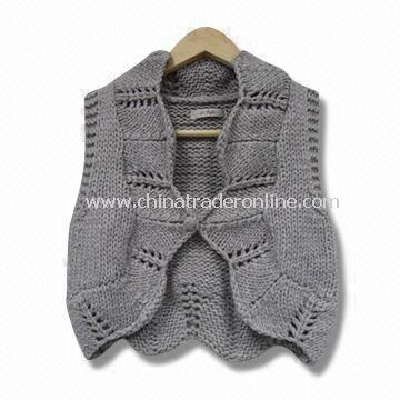 Ladies Knitted Sweater, Handmade and Sleeveless, Various Specifications are Available