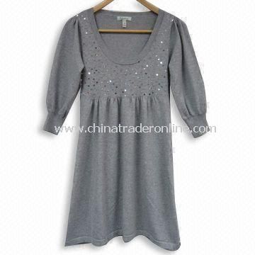 Ladies Knitted Sweater with Skirt Style, Made of 80% Acrylic and 20% Nylon, Fashionable Style from China