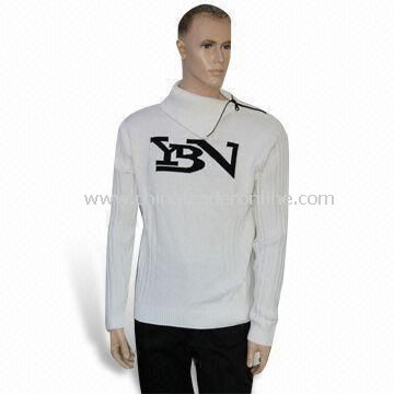 Mens Knitted Sweater, Made of 50% Acrylic and 50% Cotton from China