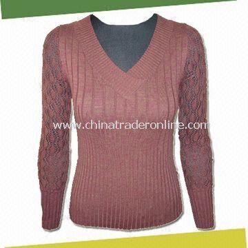 Womens Knitted Sweater, Made of 55% Cotton, 45% Acrylic from China