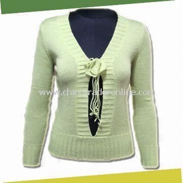 Womens Knitted Sweater, Made of 55% Linen and 45% Acrylic from China