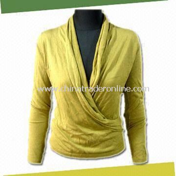 Womens Knitted Sweater, Made of 55% Silk and 45% Bamboo from China