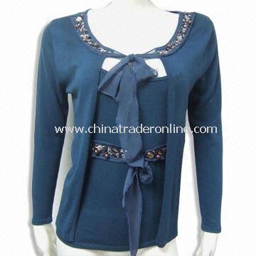 Womens Knitted Sweater in Fashionable Design, Made of 100% Viscose from China