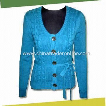 Womens Knitted Sweater with Weight of 444g, Made of 100% Cotton from China