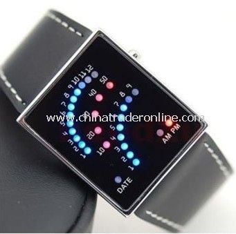 Leather Band Sector LED Watch from China