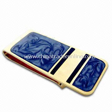 Brass Money Clip with Antique Metal Coating and Silkscreen Printing from China