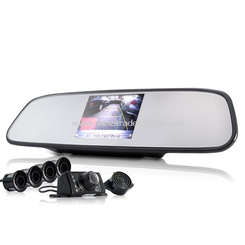 Complete Car Reversing Kit - Rearview Camera + Parking Sensor + Rearview Mirror from China