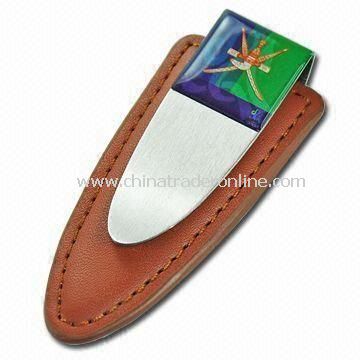 Money Clip for Promotional Gifts, Made of Leather, Customized Colors are Accepted from China