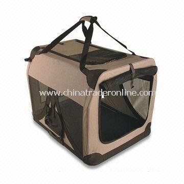 Pet Carrier with Built-in Safety Leash, Made of Powder Coated Steel and Water-resistant Fabric from China