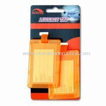 Plastic Luggage Tag, Available in Orange Color, Made of PS Materials