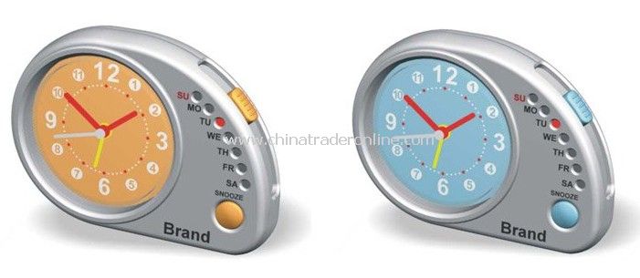 Quartz Alarm Clock Use as Promotional Gift, Travel Clock with Day Indicator from China