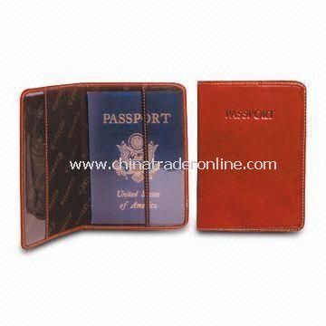 Leather Passport Cover, Measures 9.8 x 13.8cm, Available in Black and Brown from China