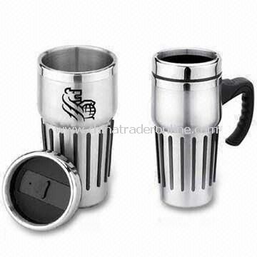 Stainless Steel Travel Mugs, Available in Capacity of 16oz, Double Wall Construction