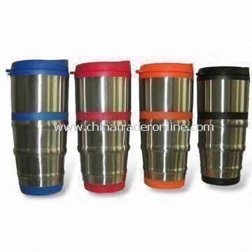 Stainless Steel Travel Mugs with 16oz Capacity and Plastic Lid