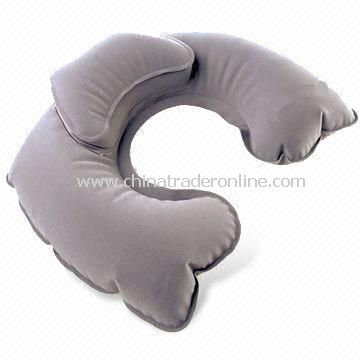 Travel/Neck Pillow with Pouch, Inflatable, Made of PVC Flocked from China