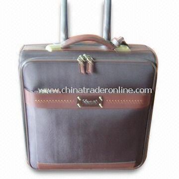 Flight/Trolley Bag with Nylon Lining, Made of Full Grain Leather