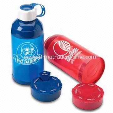 Dual Purpose Promotional Bottles with Pill Box and Capacity of 21oz, Heavy Duty Construction