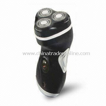 Rechargeable Mens Shaver with Dual Layer Rotary Cutting Blades and 3 Floating Heads