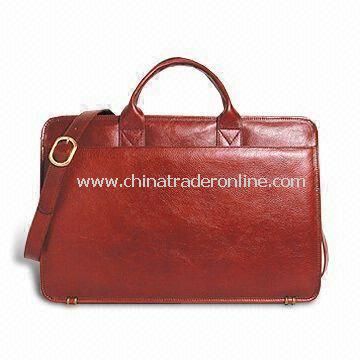 Slim Leather Top Zip Briefcase with Adjustable Shoulder Strap from China