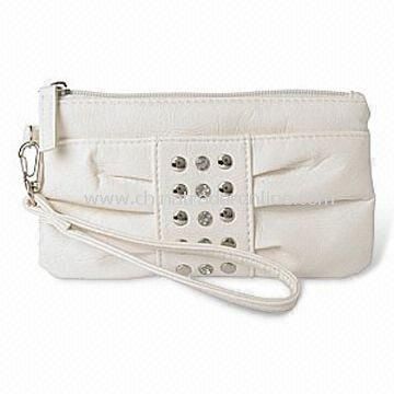 White Coin Purse with 100% Polyurethane Shell and Polyester Lining from China