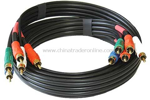 Gold Plated Premium 3-RCA Component Video + 2-RCA Stereo Audio, 5-RCA to 5-RCA, HDTV Black Cable, 12ft from China