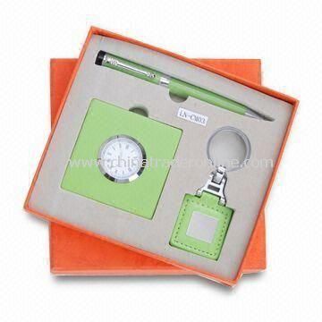 3-piece Stationery Gift Set with Alarm Clock, Keychain and Mirror, Small Orders are Welcome