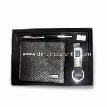 Leather Wallet Set, Suitable for Promotional and Gift Purposes, Includes Pen, Keychain from China