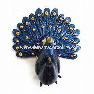 Peacock Refrigerator Magnet with Spring in Limbs, Suitable for Promotions