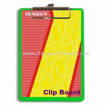 Plastic Clip Board with Metal Clip, Available in Different Sizes from China