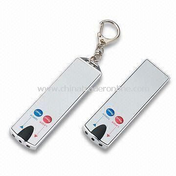 Promotional Keychain Card with 2-piece LED Light, Available in Silver and White from China