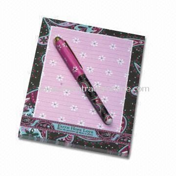 Sticky Note Pad with Pen, Made of 210gsm Cardboard, Available in Various Sizes from China