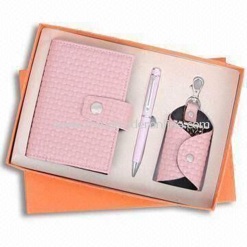 Three-piece Stationery Gift Set, Includes Notebook, Ballpoint Pen and Keychain from China