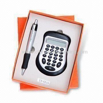 Two-piece Stationery Gift Set, Includes Ballpen and Calculator, Small Orders are Welcome