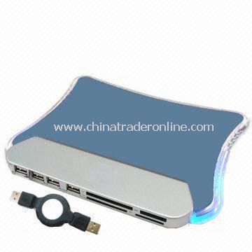 USB LED Light Mouse Pad with USB Hub and Card Reader, for Gift/Promotional Item from China