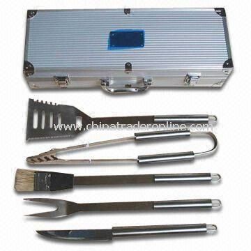 BBQ Accessories, Made of Stainless Steel/Aluminum, Case Measures 37 x 10 x 8.2cm