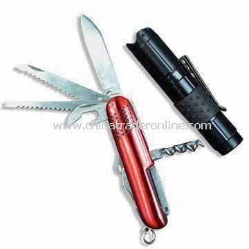 Flashlight and Multi-function Knife Combo, Use for Pomo Bilister or Gift Box, 2 Pack Combo