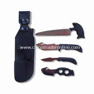 Garden Tool Set with Nylon Pouch, Plastic Handle Saw, Multi-function Knife, Small Knife/Axe