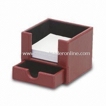 Leather Memo/Desk Pad Box, Made of PU/Leather, Export Leather Goods, Stock/Desk Pen Stand Set