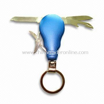 Light Bulb Shape Multi-function Fancy Keychain, Made of Stainless Steel Blade/Tools