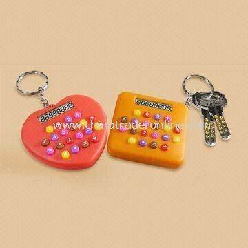 Mini 8-digit Calculators with Keyring, Customized Logos Welcomed from China