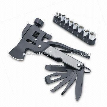 Multi-function Axe Hammer/Pliers with Adjustable Wrench Tools and Bits