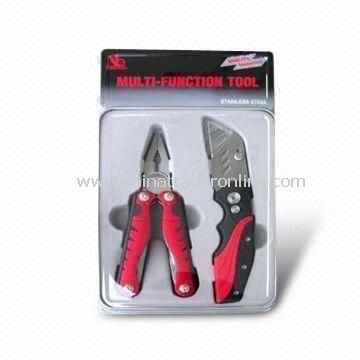 Multi-function Tool with Pliers and Utility Knife, Made of Stainless Steel and Aluminum