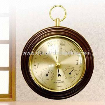 Wooden Weather Station with Thermometer, Barometer and Hygrometer, Suitable for Promotions